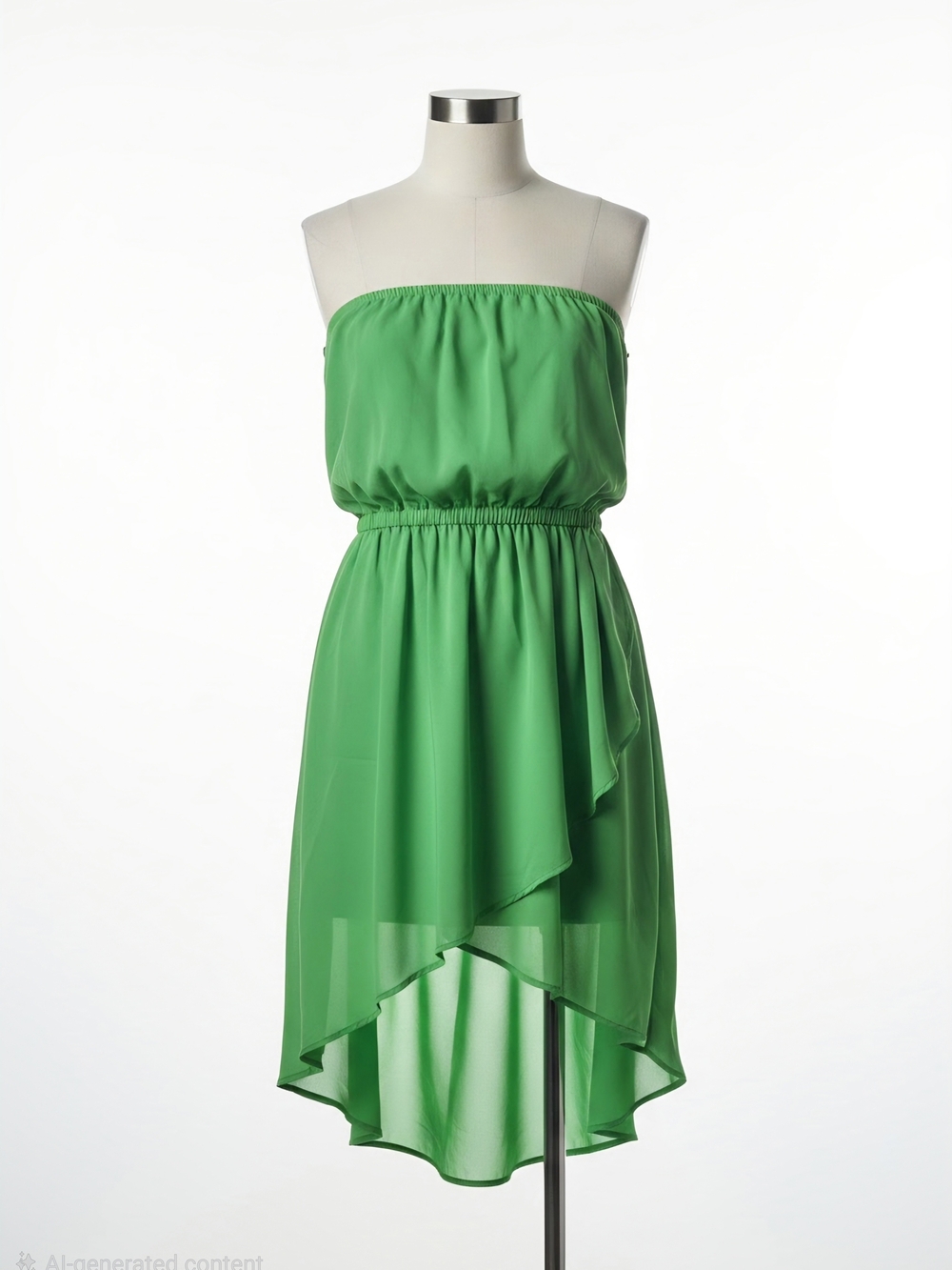 Strapless Green High-Low Dress